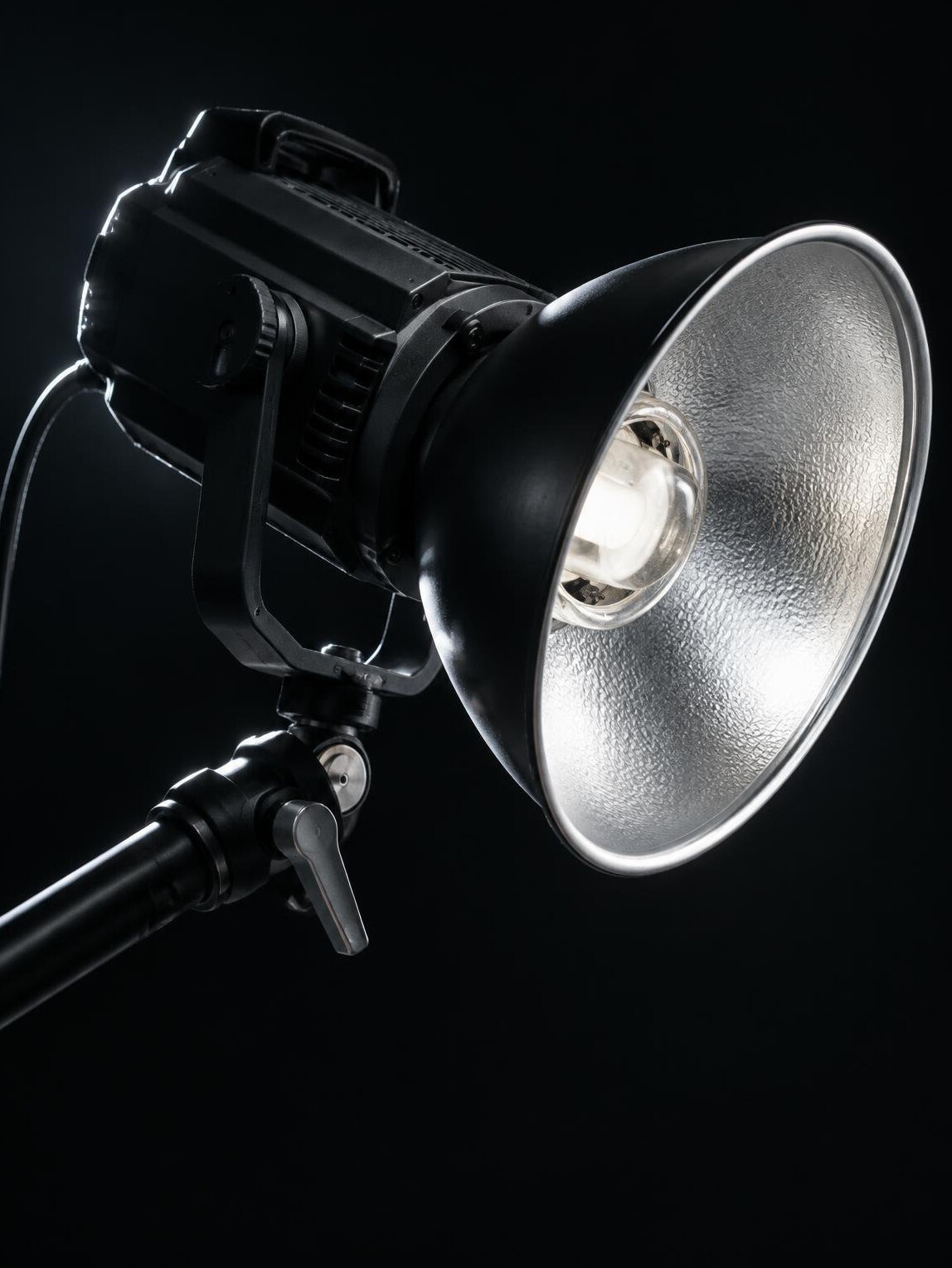 Close-up of a studio strobe light head
